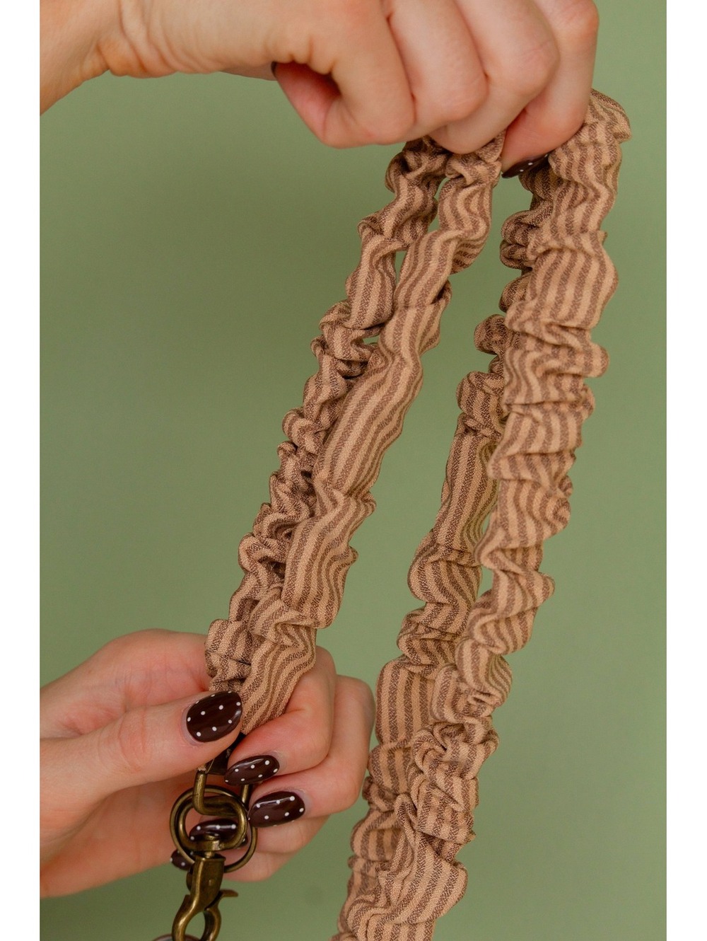 Andi Coffee Striped Scrunchie Lanyard Brown Neutral